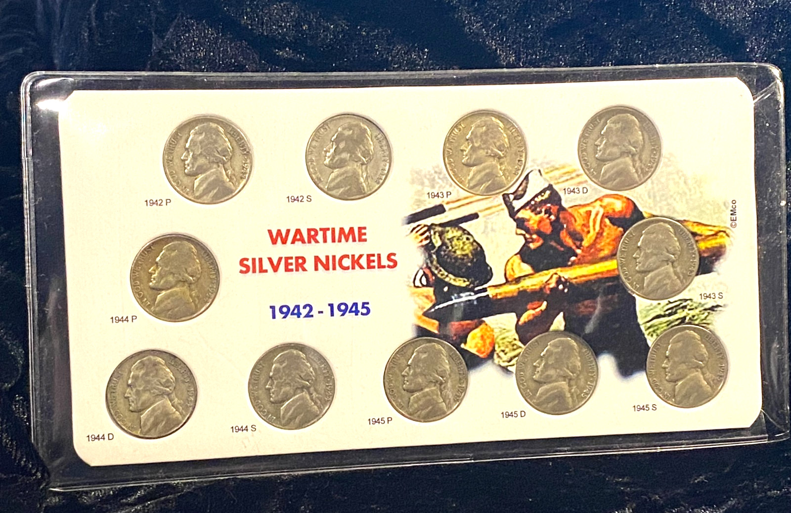1942-1945 Wartime 35% SILVER NICKEL Complete 11 Circulated Coin PRESENTATION SET 1942-1945 Wartime 35% SILVER NICKEL Complete 11 Circulated Coin PRESENTATION SET