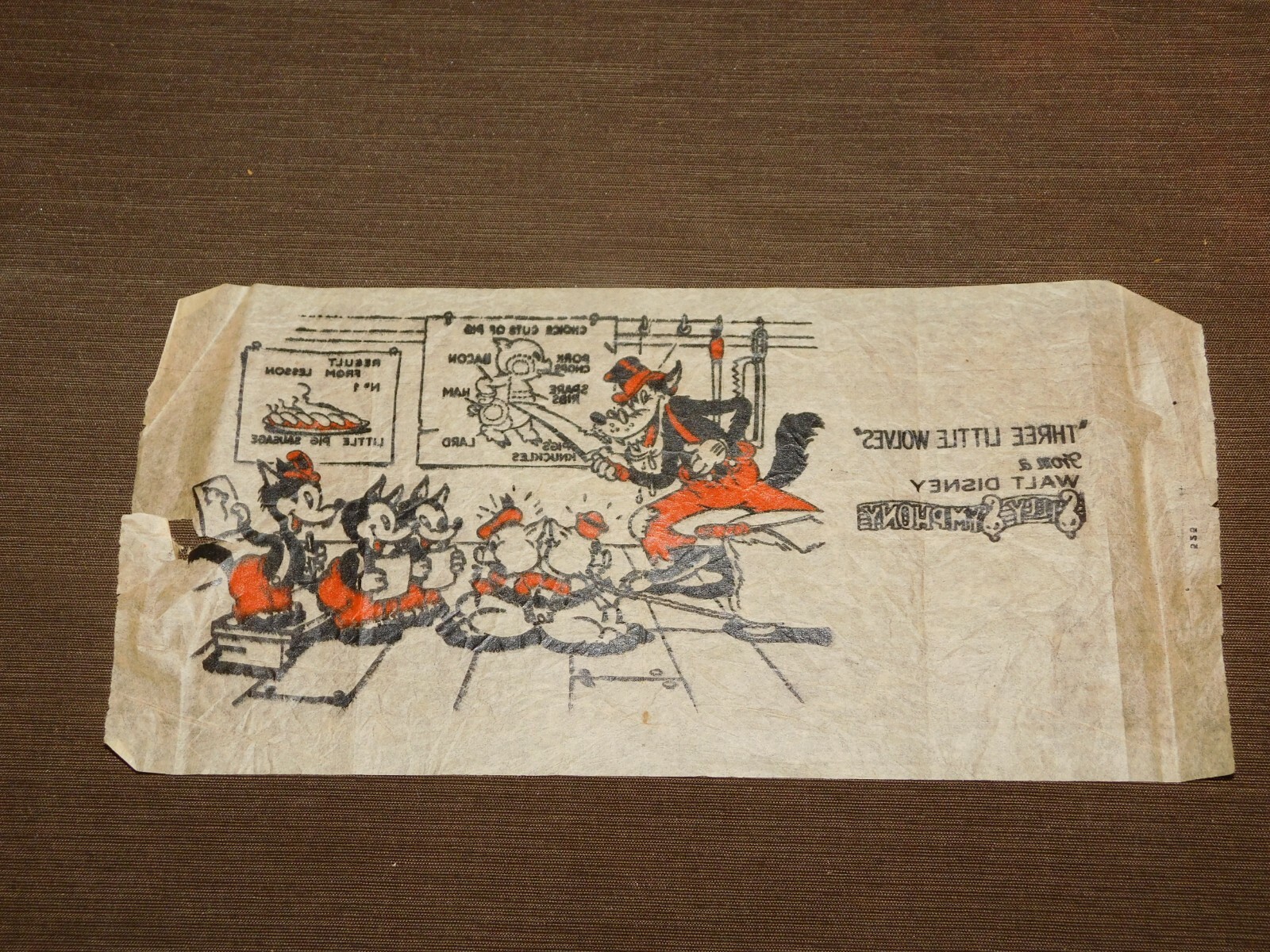 VINTAGE RARE WALT DISNEY THREE LITTLE WOLVES SILLY SYMPHONY IRON ON TRANSFER VINTAGE RARE WALT DISNEY THREE LITTLE WOLVES SILLY SYMPHONY IRON ON TRANSFER