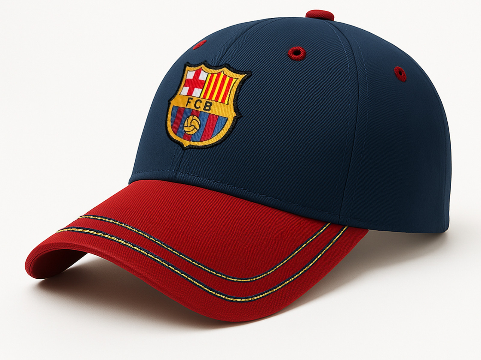 Official Licensed FC Barcelona Baseball Cap - Navy Blue & Red Brim - Adjustable Official Licensed FC Barcelona Baseball Cap - Navy Blue & Red Brim - Adjustable