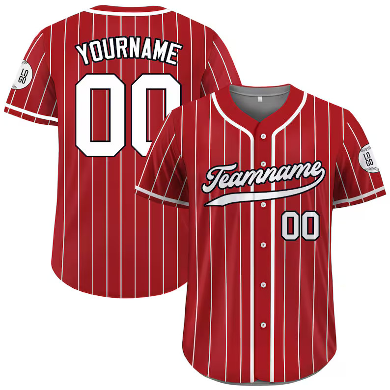 Printed Custom Red White Baseball Jersey Personalized Name Number