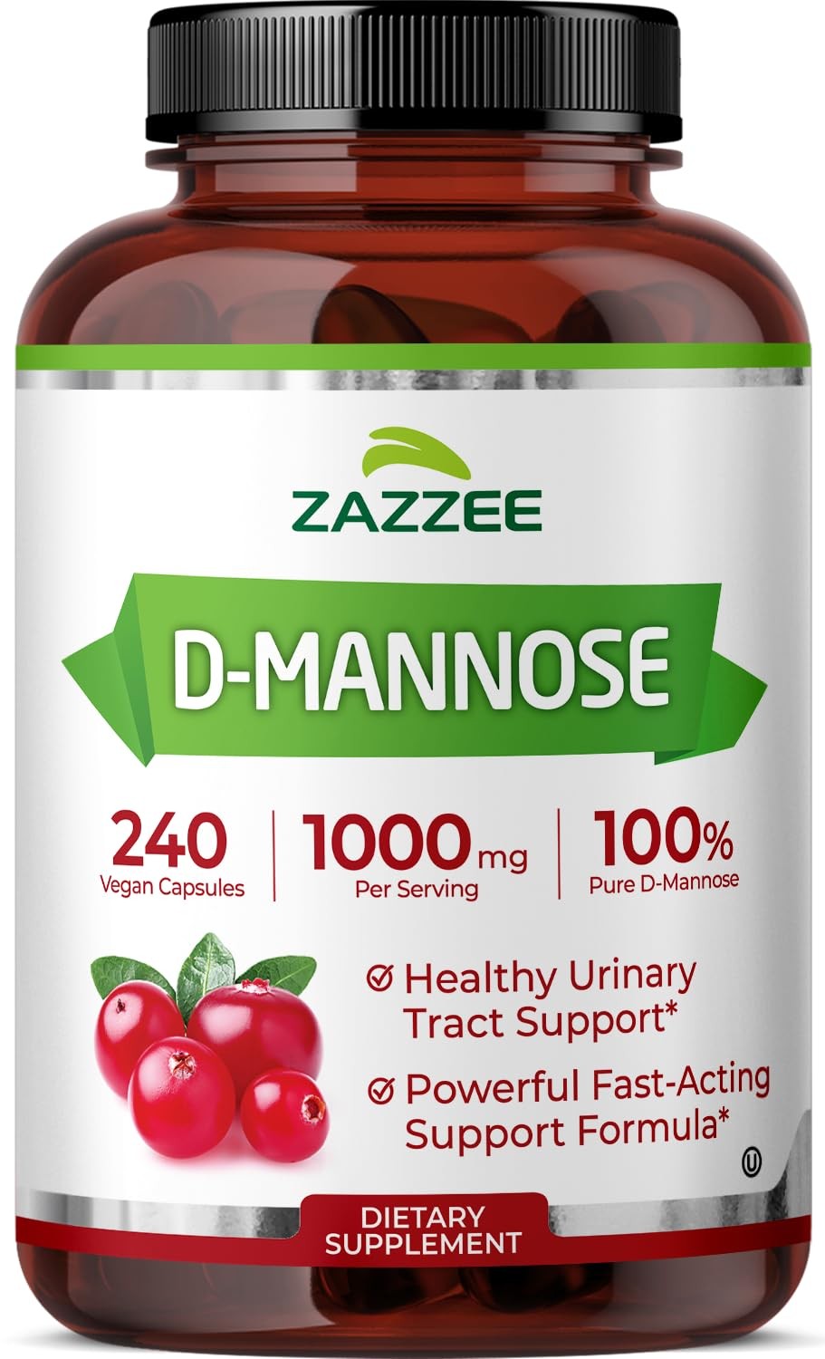 Zazzee D-Mannose, 1000 mg per Serving, 240 Vegan Capsules, Kosher, UTI Support Zazzee D-Mannose, 1000 mg per Serving, 240 Vegan Capsules, Kosher, UTI Support