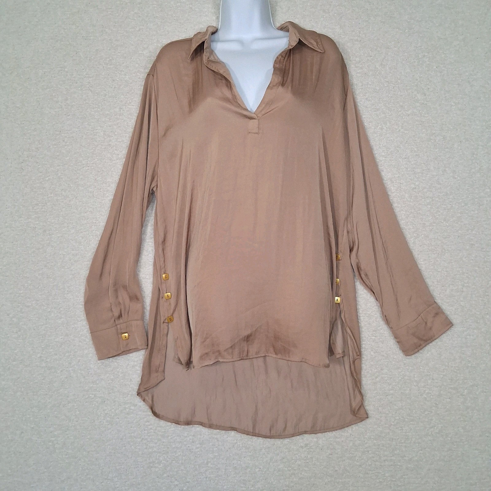 Satin Oversized Lightweight Tunic Sz XL Boho Pirate Chic Romantic Poemcore Flowy