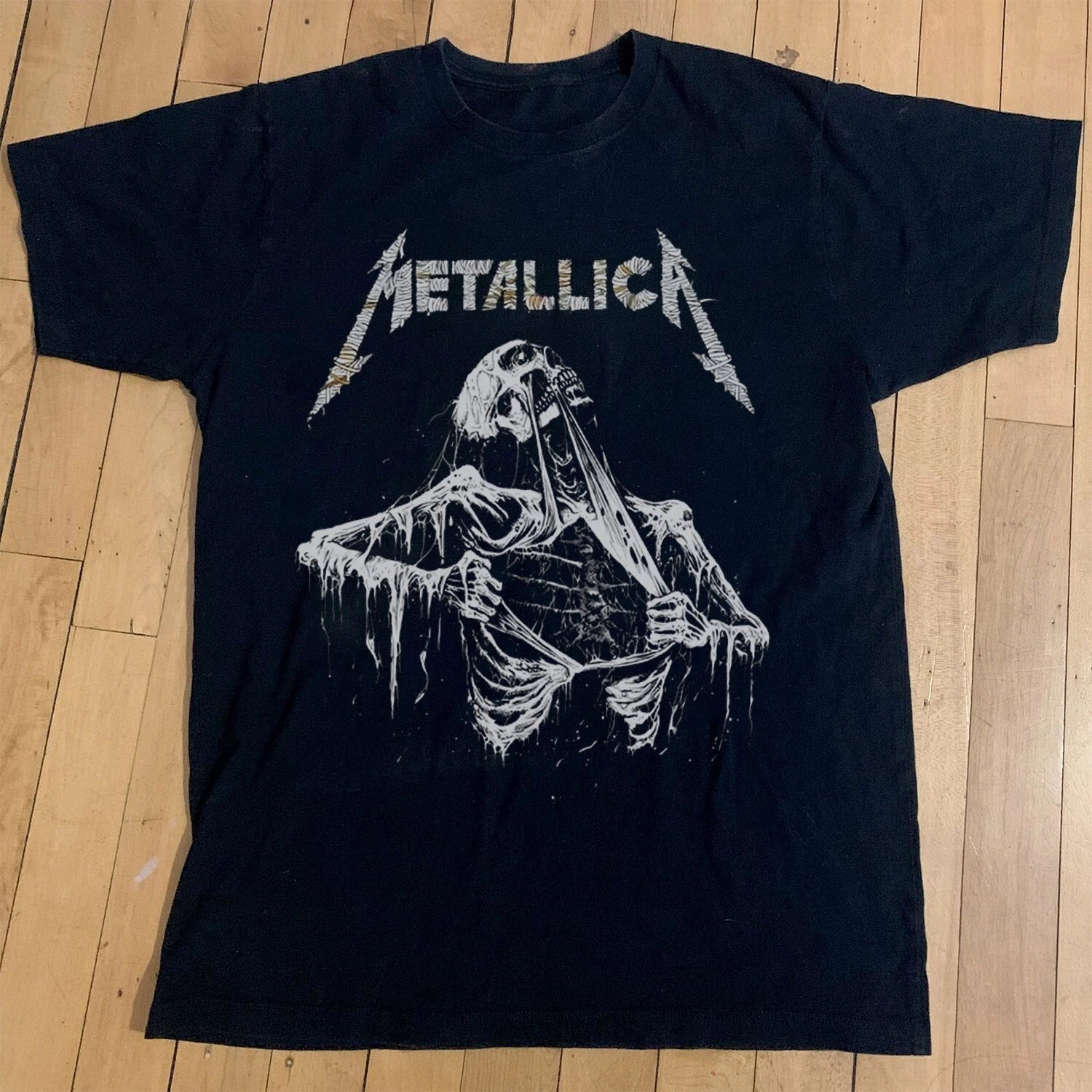 HOT Metallica Vintage Skeleton Rip Unisex Black Cotton T-shirt, Size S-4XL