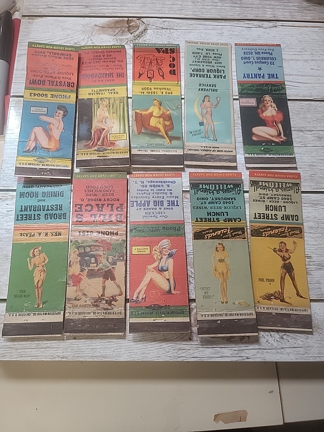 Lot of 10 Vintage Matchbook Pin-up Girlie Models Artwork Risque (A) Lot of 10 Vintage Matchbook Pin-up Girlie Models Artwork Risque (A)