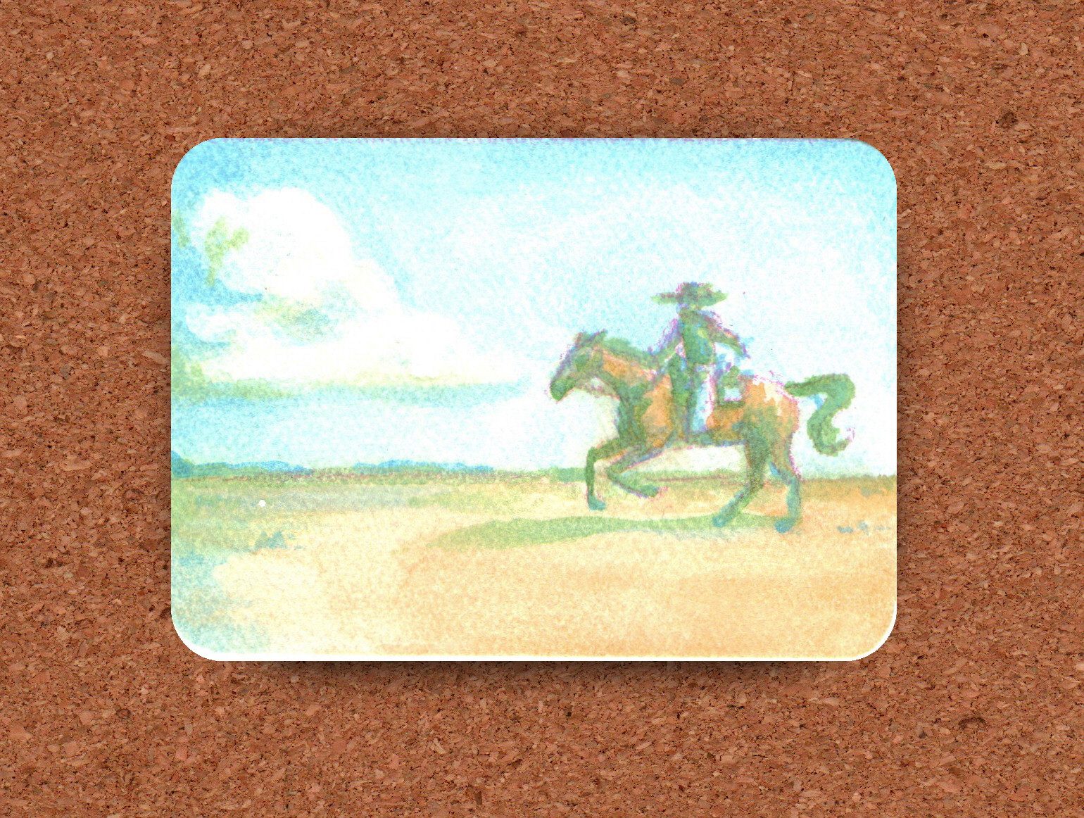 Original ACEO Western Equine Cloud Plains Landscape Cowboy Galloping ArtLatte Original ACEO Western Equine Cloud Plains Landscape Cowboy Galloping ArtLatte