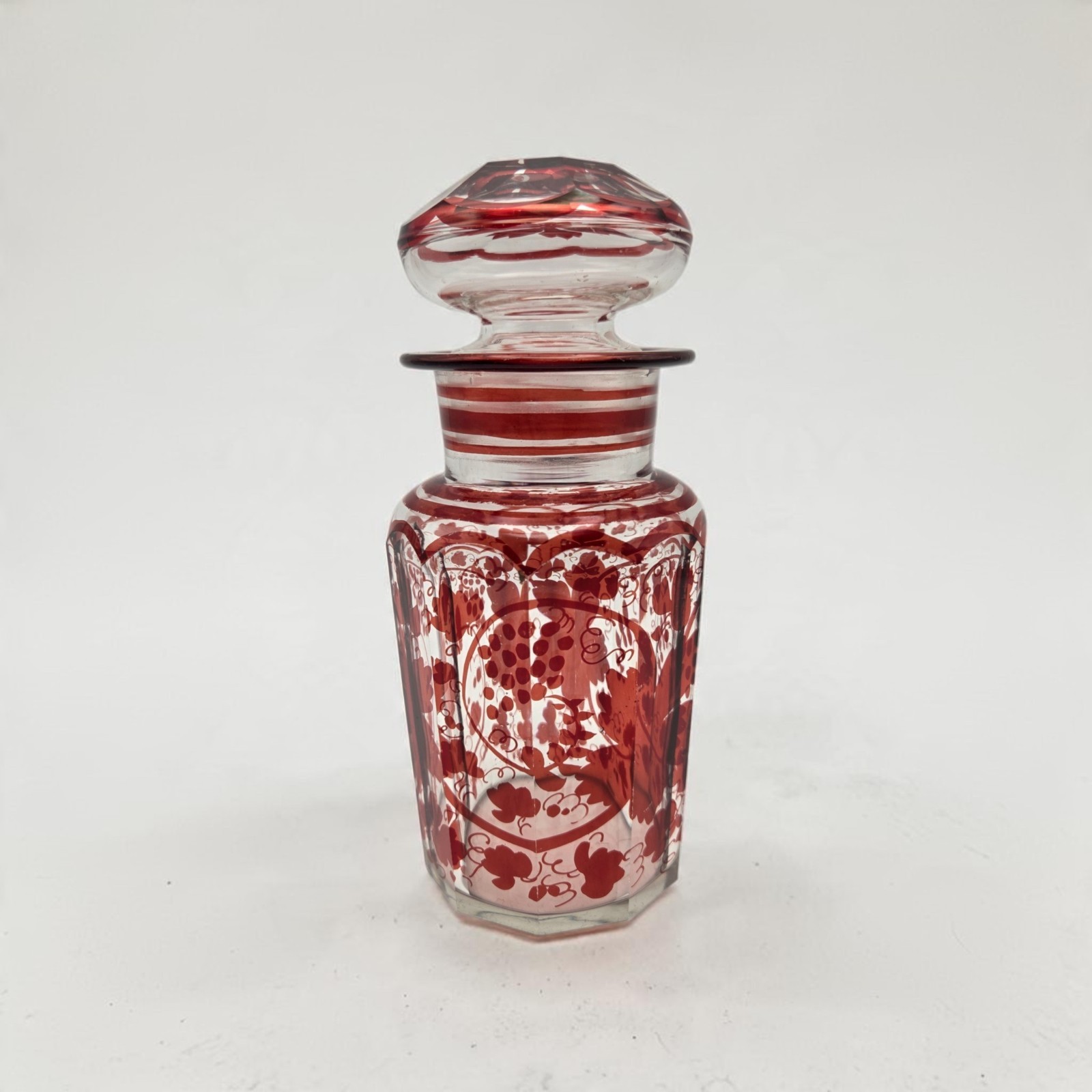 Antique Bohemian Ruby-Flashed Preserve / Pickle Jar Grape Vine & Leaf Design Antique Bohemian Ruby-Flashed Preserve / Pickle Jar Grape Vine & Leaf Design