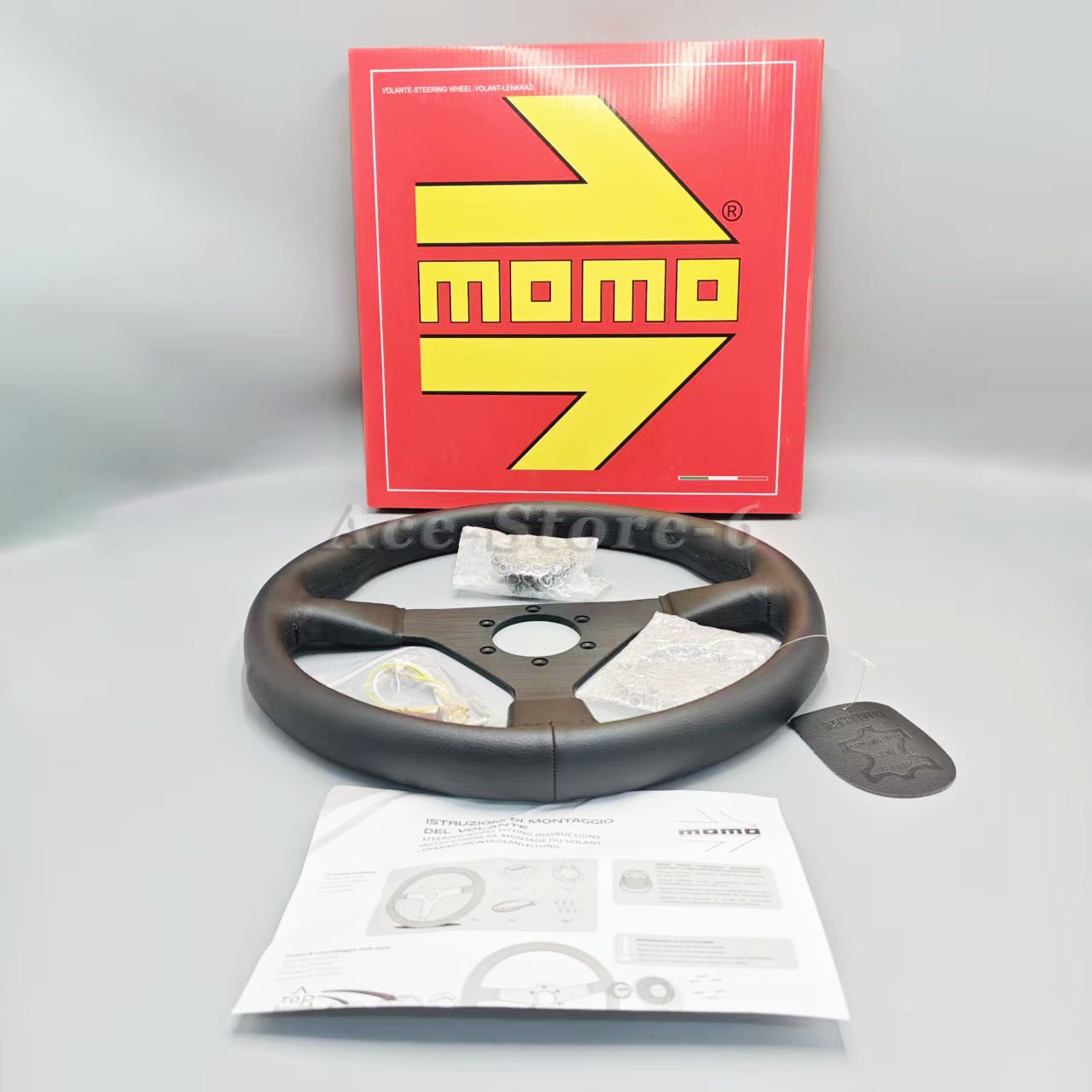 USA stock MOMO Prototipo P5 Black Edition 350mm Steering Wheel Genuine Leather