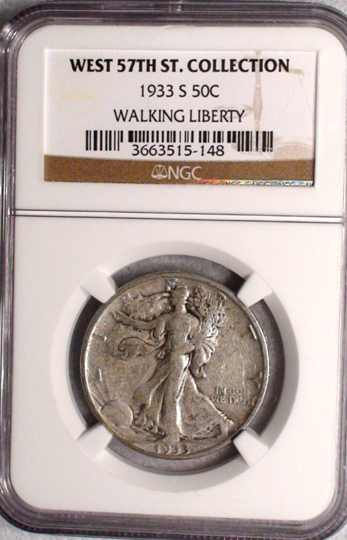 1933 S Walker Half NGC WEST 57TH ST. COLLECTION SEMI KEY SILVER 50C Coin