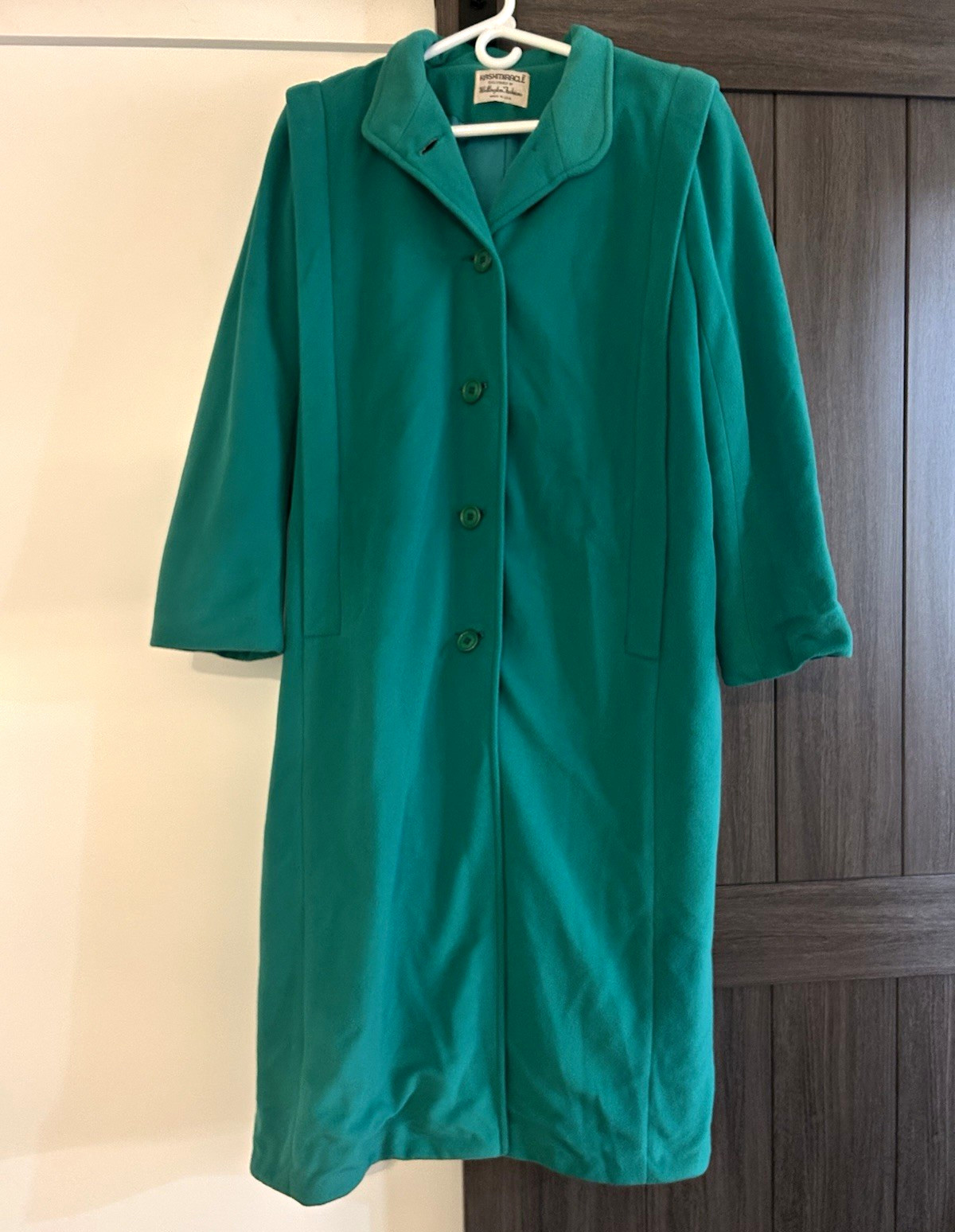 VTG 60s 70s Wellington Fashions Kashmiracle Green Long Winter Coat Women L