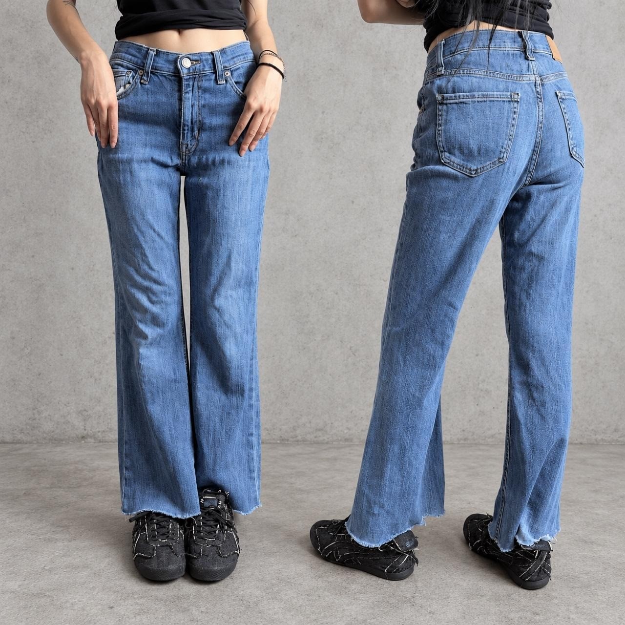 Aeropostale Womens High Rise Flare Jeans Blue Distressed Y2K Grunge Size 26