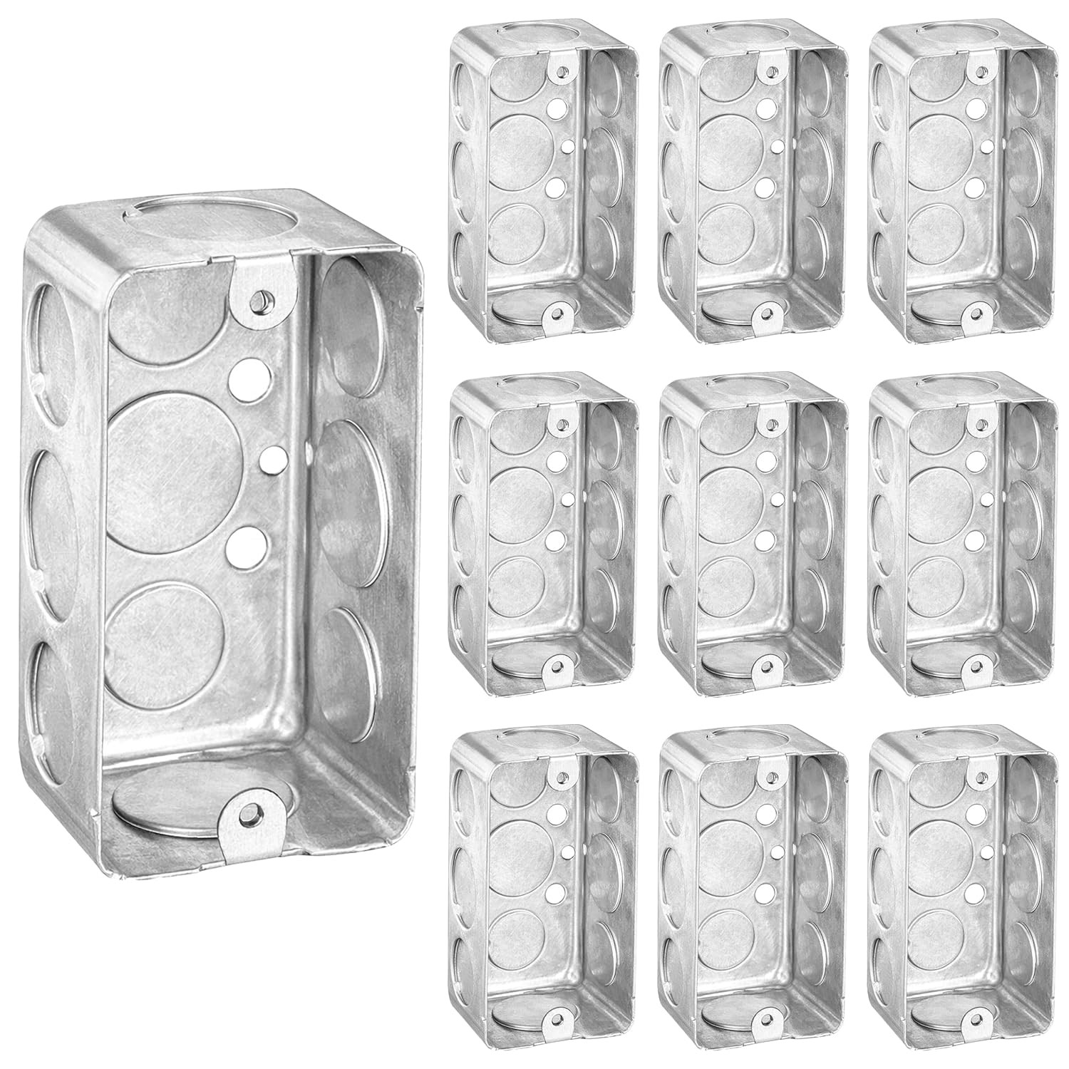 4x2 inch Electrical Handy Box (10-Pack) Steel Metal Outlet Boxes with 1/2\