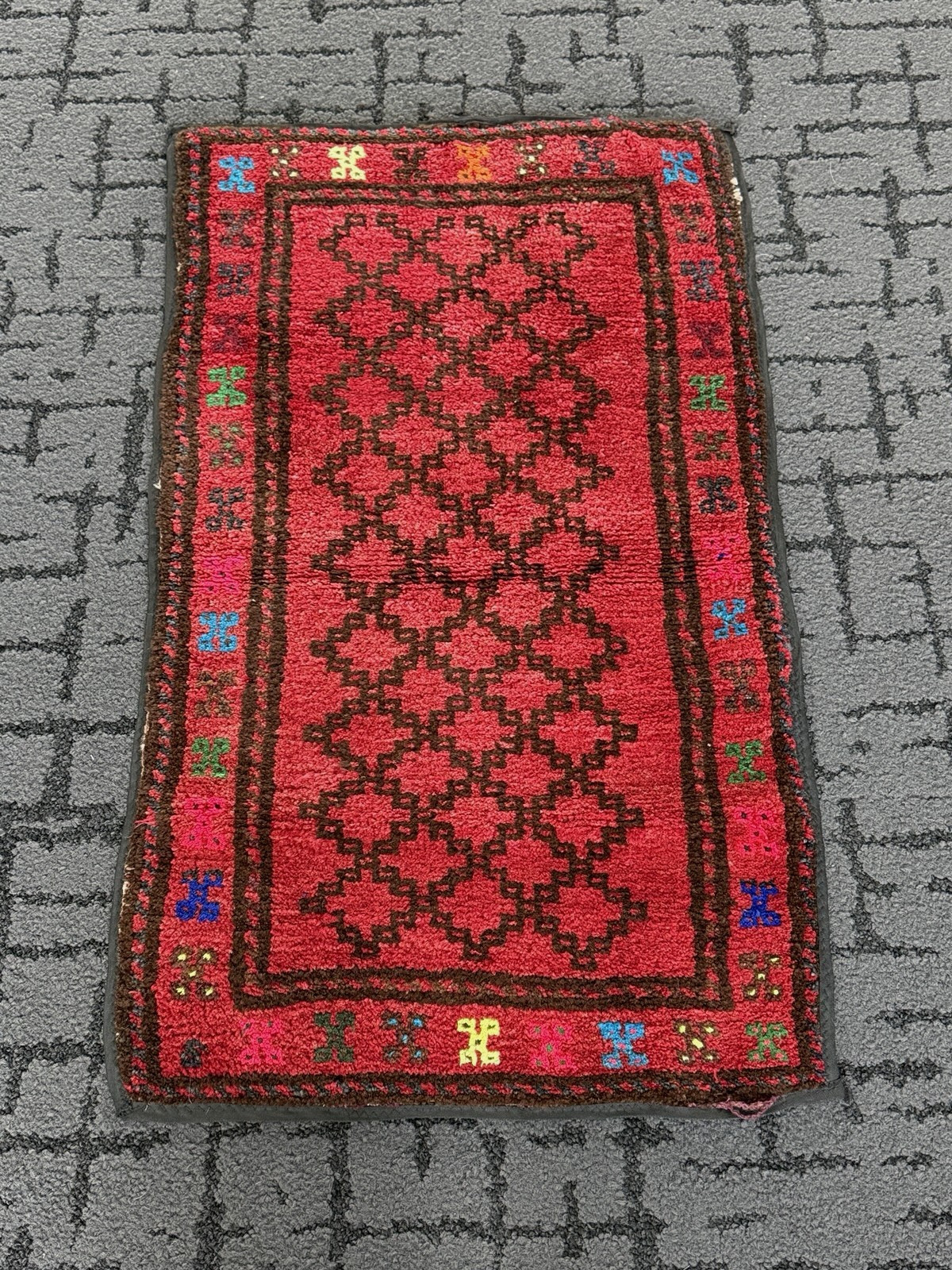 AUTHENTIC HAND KNOTTED  - AFGHAN , BALOCHI, TURKMEN MINI RUG -  34\