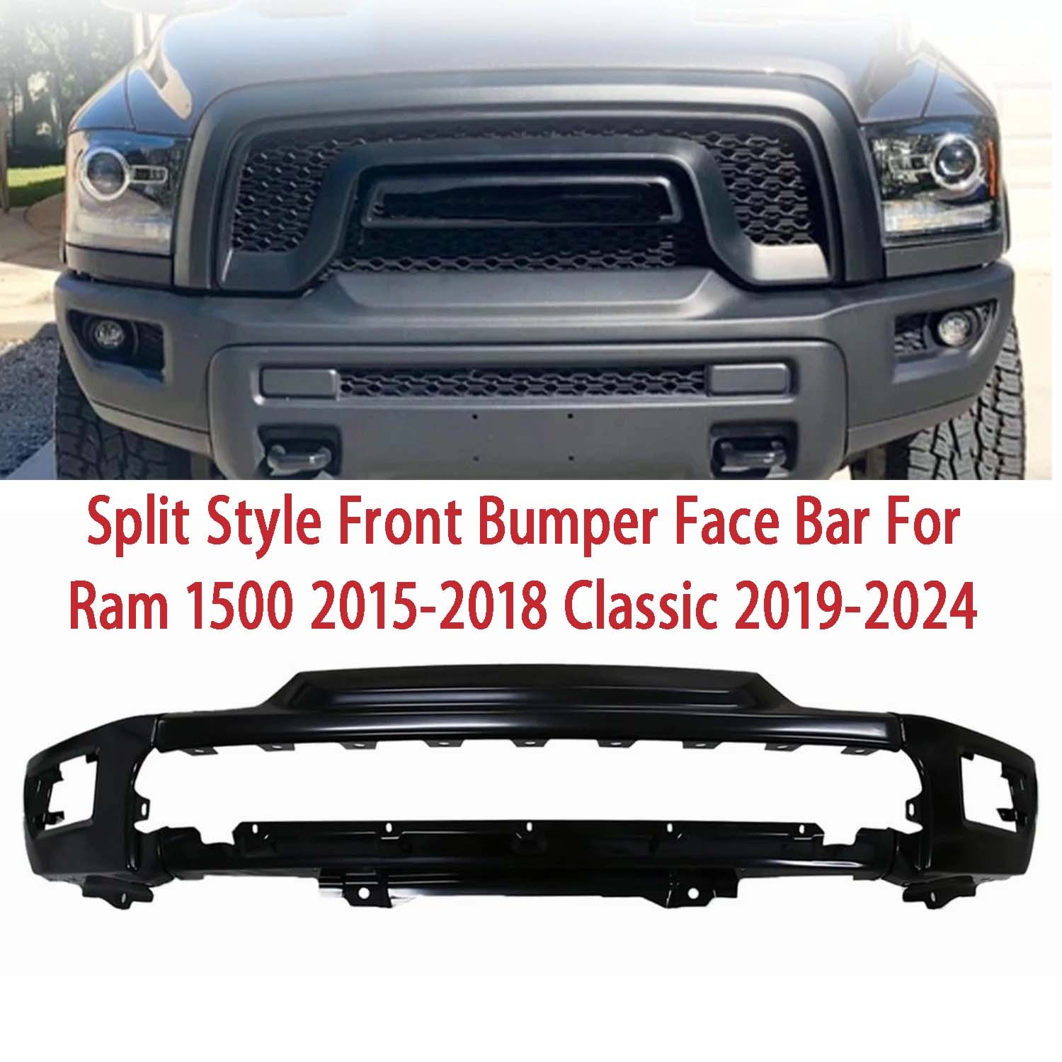 For Ram 1500 2015 2016 2017 2018 4-Piece w/ RAM Letters On Grille Front Bumper