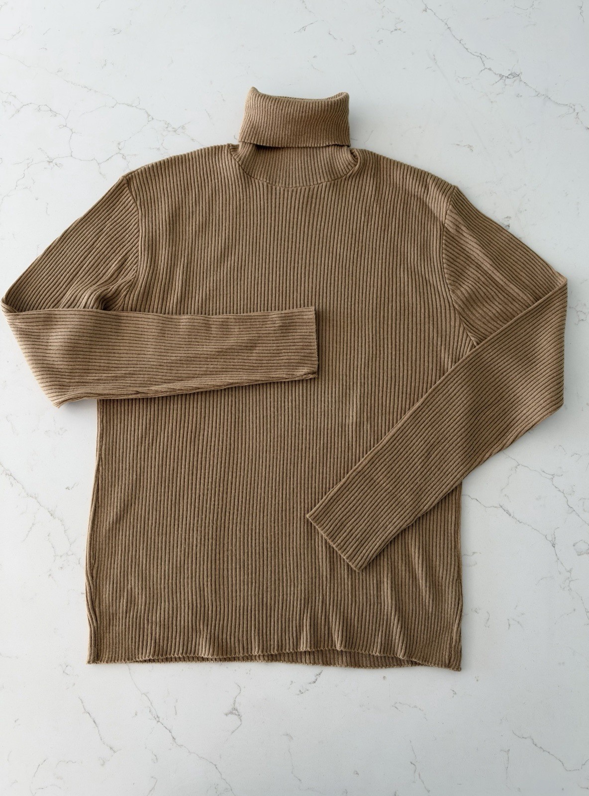 Vintage The Damon Turtle XL Brown Ribbed Turtleneck Sweater Union Made USA 70s
