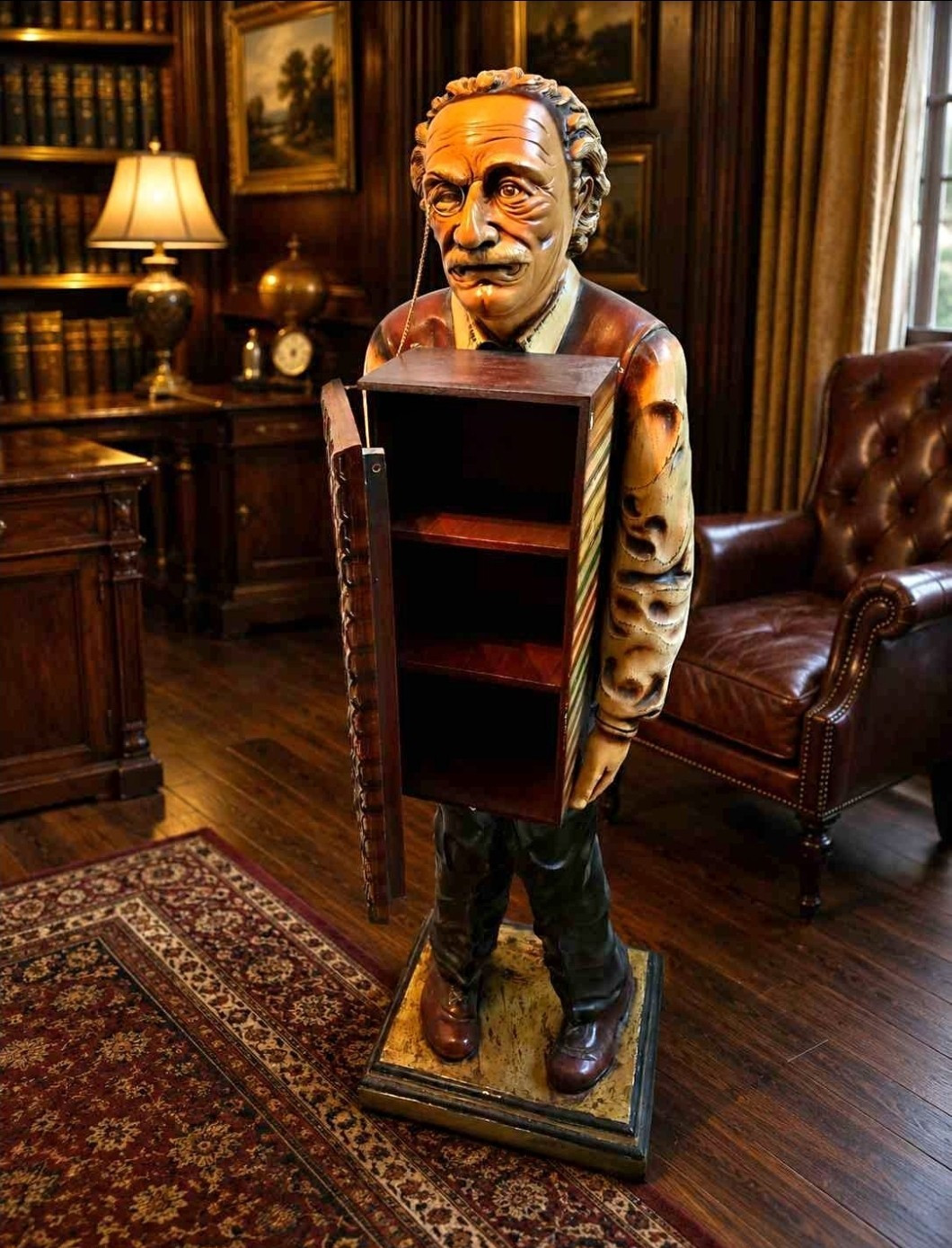 Albert Einstein Resin/Wood Statue w/ Cabinet Bookcase Storage 80\'s Collectible Albert Einstein Resin/Wood Statue w/ Cabinet Bookcase Storage 80\'s Collectible