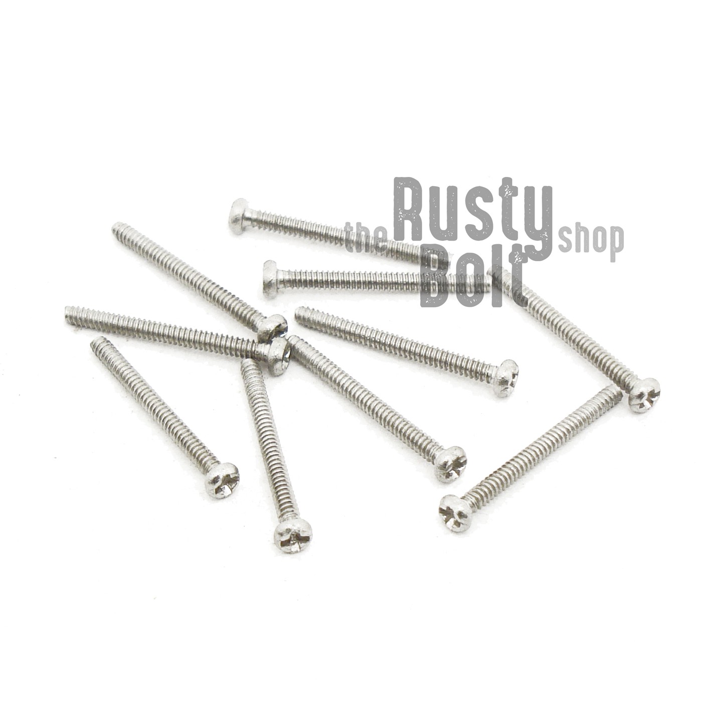 M1 x 10mm, Phillips Pan Head Screws, Steel, Nickel Plated M1 x 10mm, Phillips Pan Head Screws, Steel, Nickel Plated