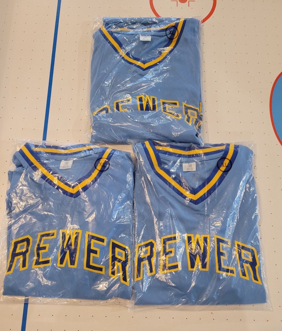 Milwaukee Brewers Hank Aaron Jersey Light Blue Size XL SGA