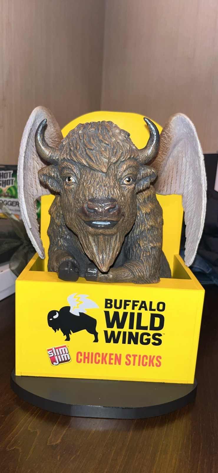 Slim Jim x Buffalo Wild Wings Chicken Sticks Counter Display Promo Statue (Rare) Slim Jim x Buffalo Wild Wings Chicken Sticks Counter Display Promo Statue (Rare)
