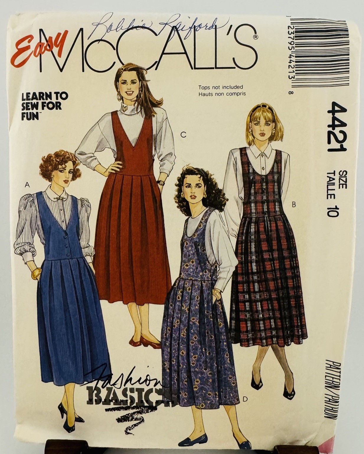 VTG 80s McCalls Sew Pattern 4421 Misses Dropped Waist Pleated Jumper Dress 10 UC VTG 80s McCalls Sew Pattern 4421 Misses Dropped Waist Pleated Jumper Dress 10 UC