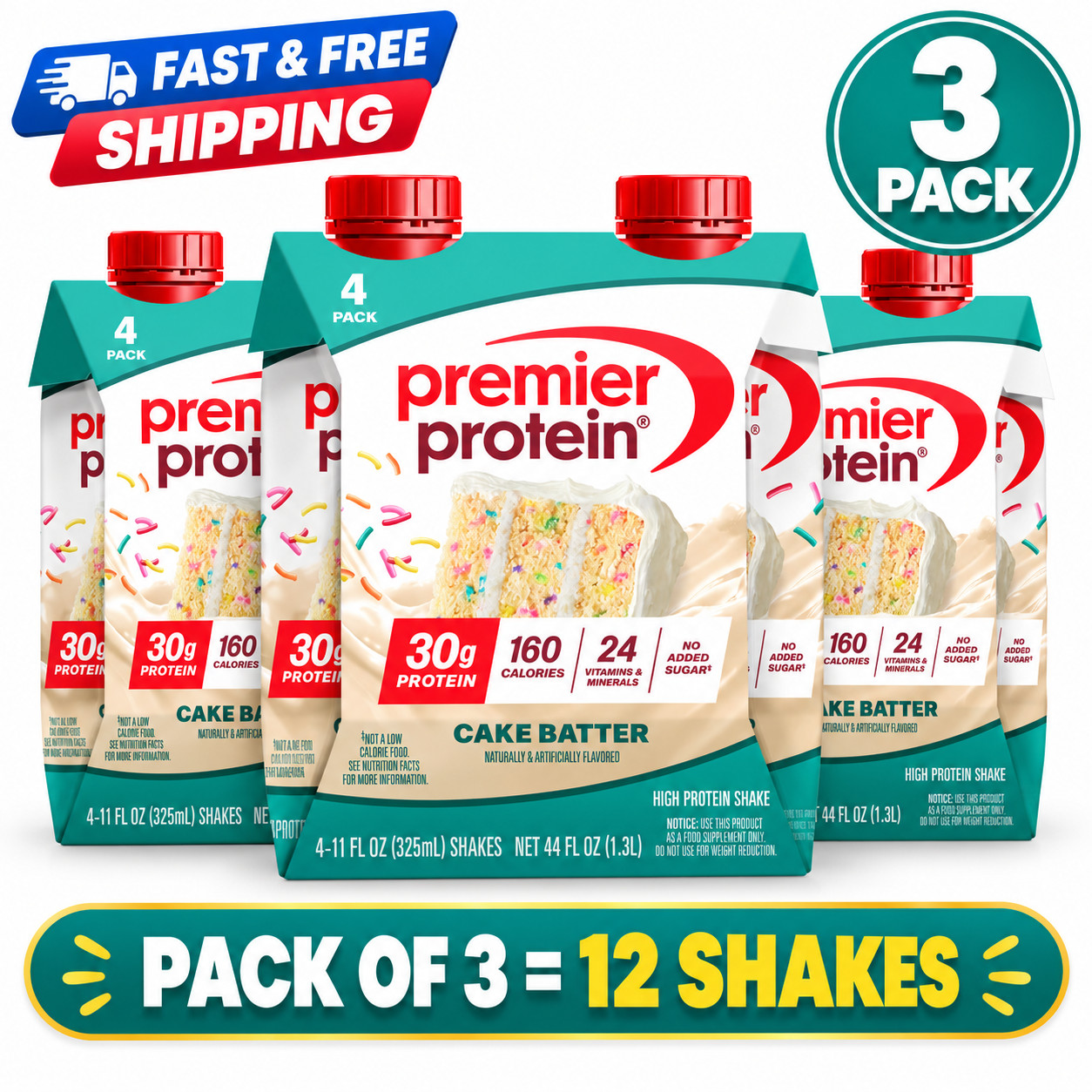 Premier Protein Shake, Cake Batter Delight, 30g Protein, 11 fl oz, 12 Ct Premier Protein Shake, Cake Batter Delight, 30g Protein, 11 fl oz, 12 Ct