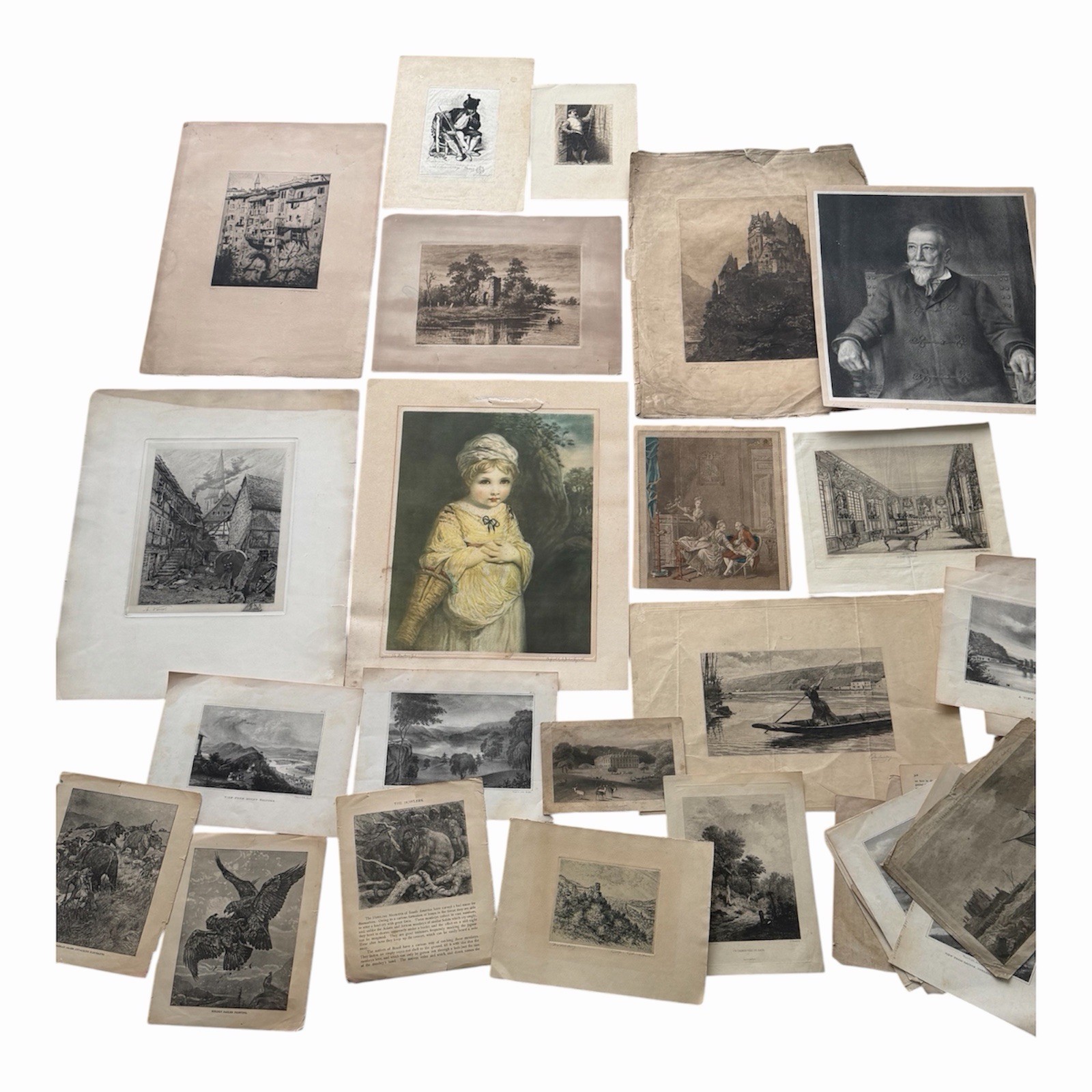 1800s Antique Etching Engraving Print Lot Various Artists Victorian 19th Century