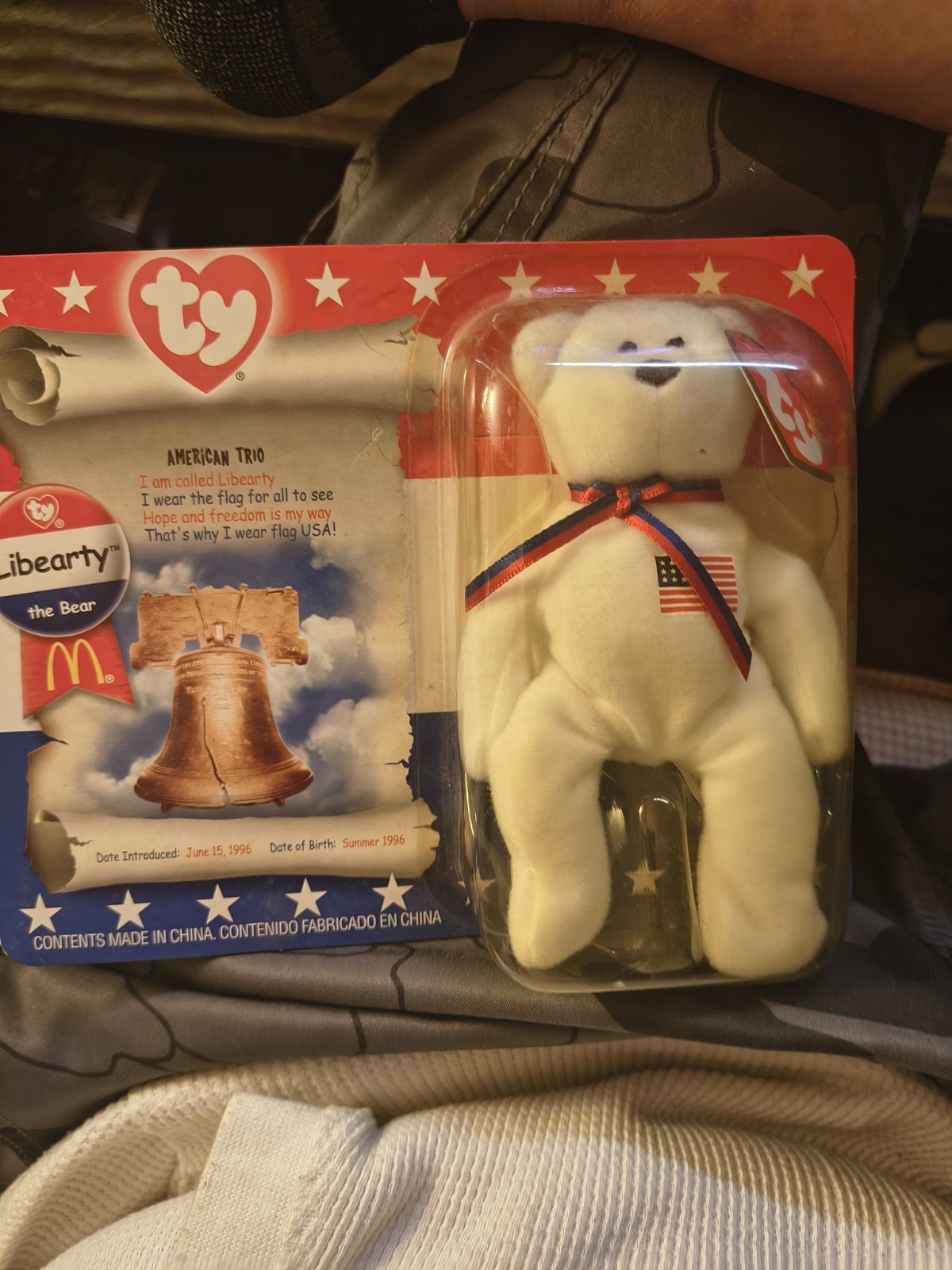 McDonald\'s Ty American Trio Libearty the Bear (1996) Beanie Baby RARE TAG ERRORS McDonald\'s Ty American Trio Libearty the Bear (1996) Beanie Baby RARE TAG ERRORS