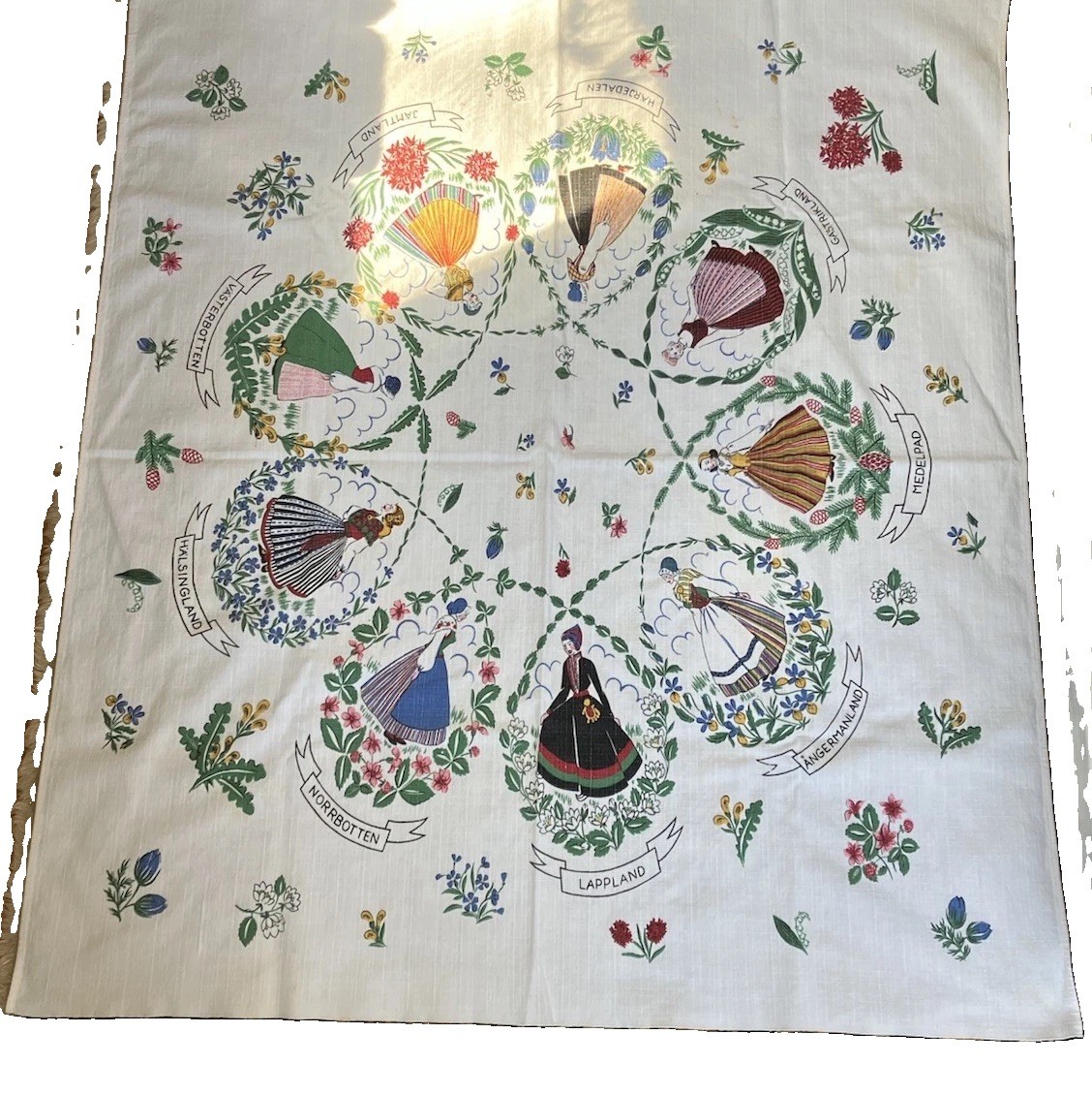 Vintage 1950s Swedish Folk Costume Tablecloth/Tapestry Women Regions