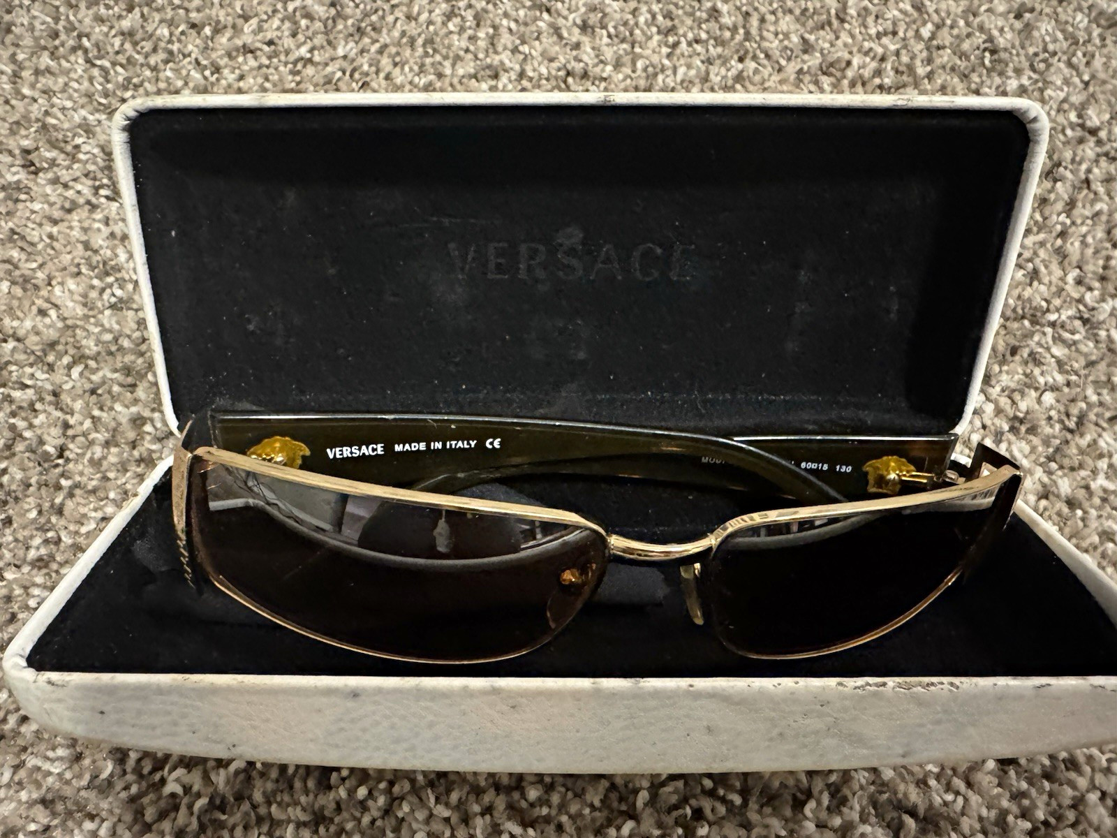 Versace Women\'s Rectangle Sunglasses Gold Frame Brown Tinted Tortoise 60018 130 Versace Women\'s Rectangle Sunglasses Gold Frame Brown Tinted Tortoise 60018 130