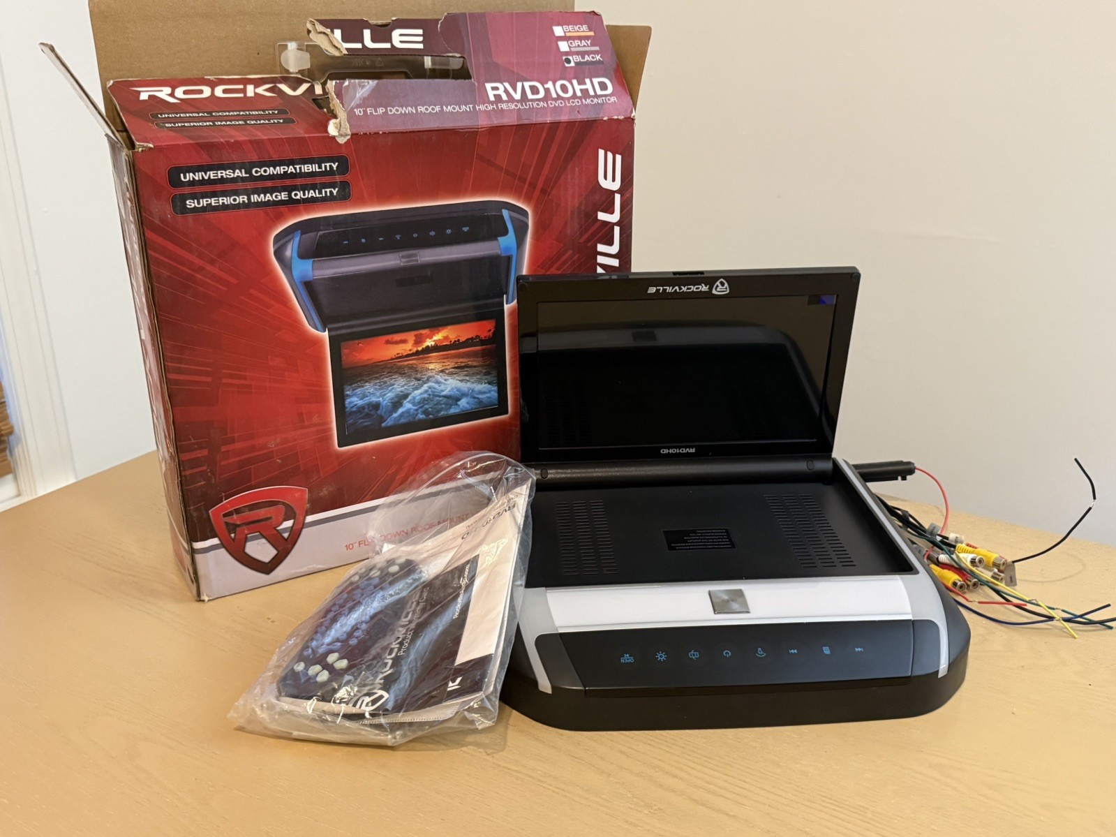 Rockville RVD10HD 10” Overhead Flip Down LCD Monitor Car DVD Player Open box NEW Rockville RVD10HD 10” Overhead Flip Down LCD Monitor Car DVD Player Open box NEW