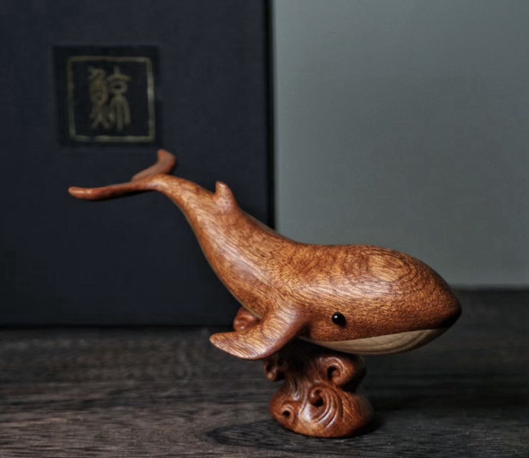 Handmade Wooden Whale Statue Carving Wood Carved Figure Decor Children Gift Art Handmade Wooden Whale Statue Carving Wood Carved Figure Decor Children Gift Art