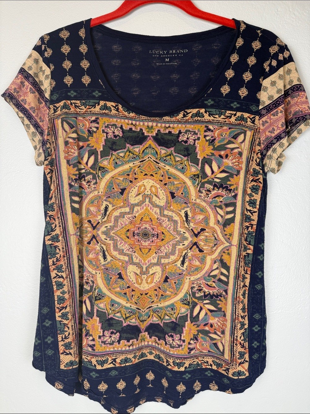 Lucky Brand Navy Mandala Persian Carpet Print Size Medium EUC