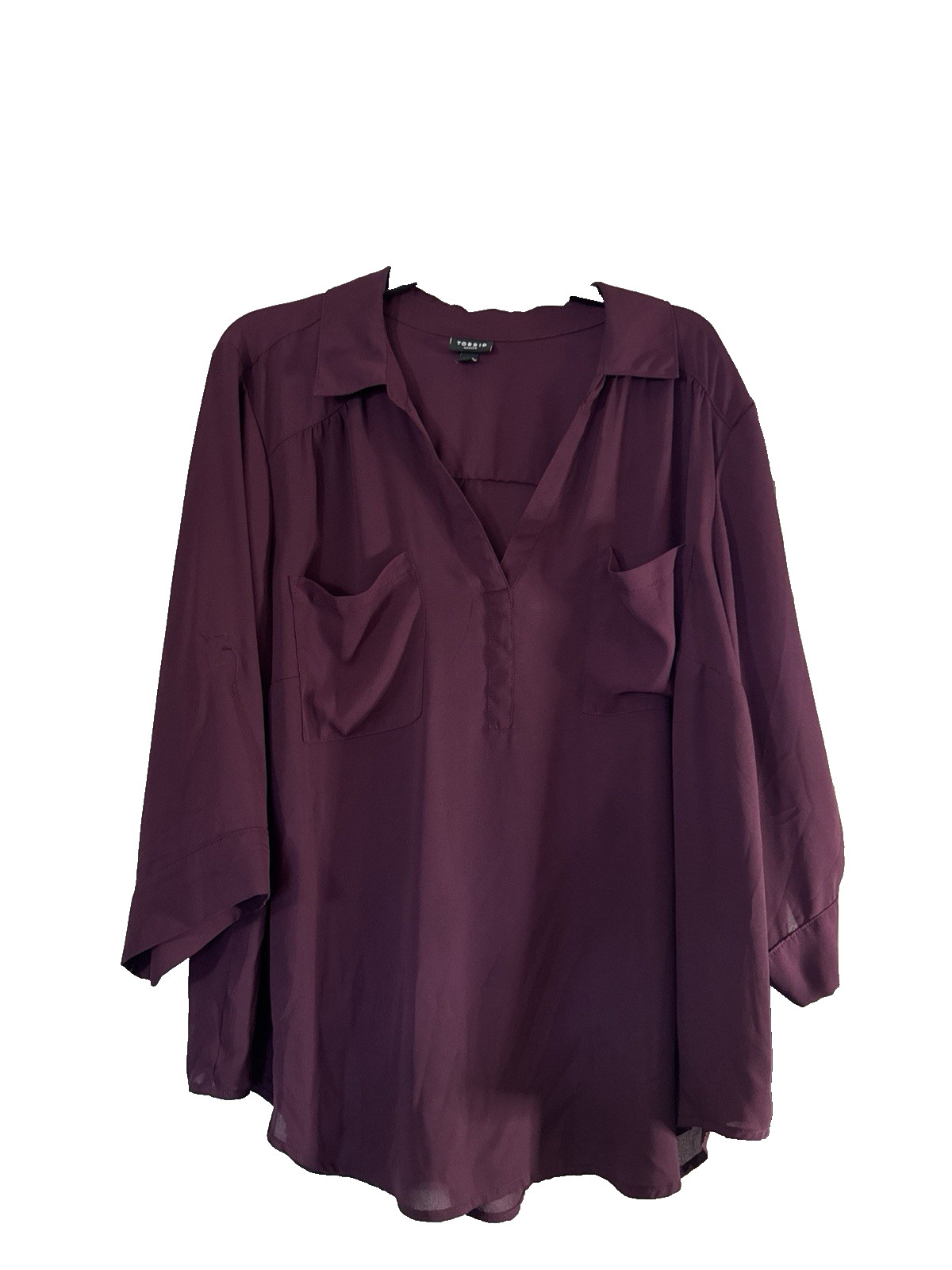 Torrid Size 3X Harper Georgette Pullover Blouse Dusty Rose Pockets #96