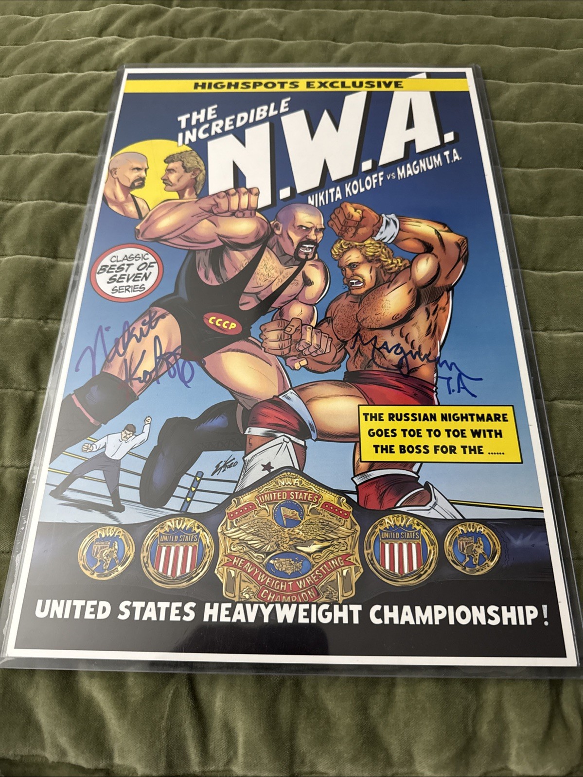 NWA Nikita Koloff vs Magnum T.A. Dual Signed 11x17 Comic Artwork Print.NEW. NWA NWA Nikita Koloff vs Magnum T.A. Dual Signed 11x17 Comic Artwork Print.NEW. NWA