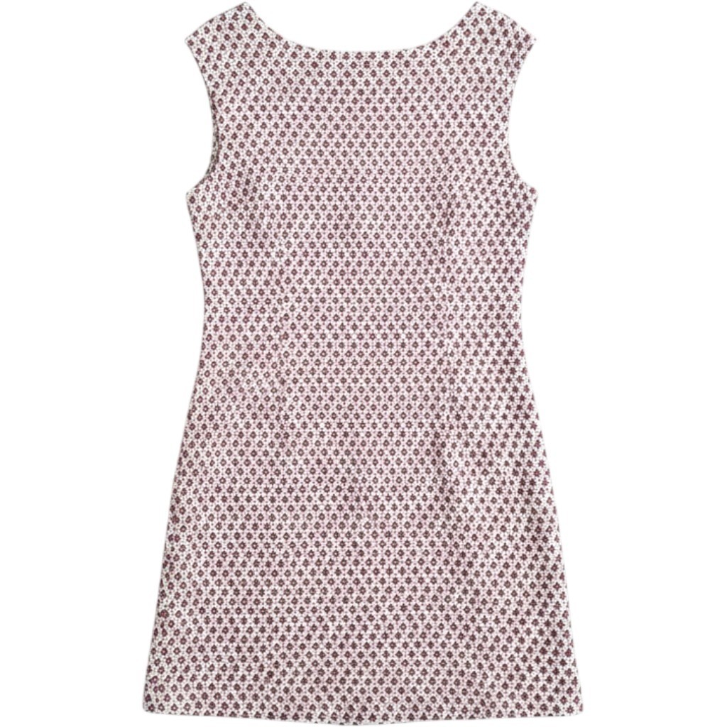 Boden Shift Dress US 4R White Red Floral Sleeveless V-Back Cotton Preppy Mod