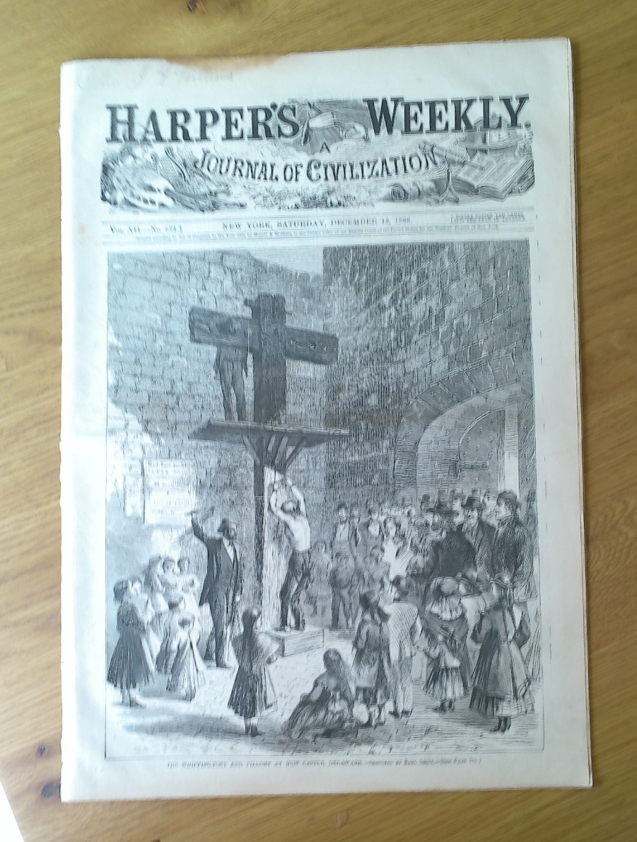 DELAWARE WHIPPING POST PILLORY 1868 HARPER\'S WEEKLY COMPLETE ISSUE ALASKA INDIAN