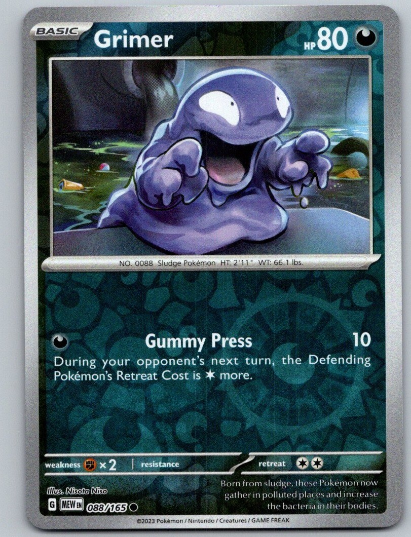 Pokemon TCG 151 - Grimer 088/165 Reverse Holo Common Pokemon TCG 151 - Grimer 088/165 Reverse Holo Common