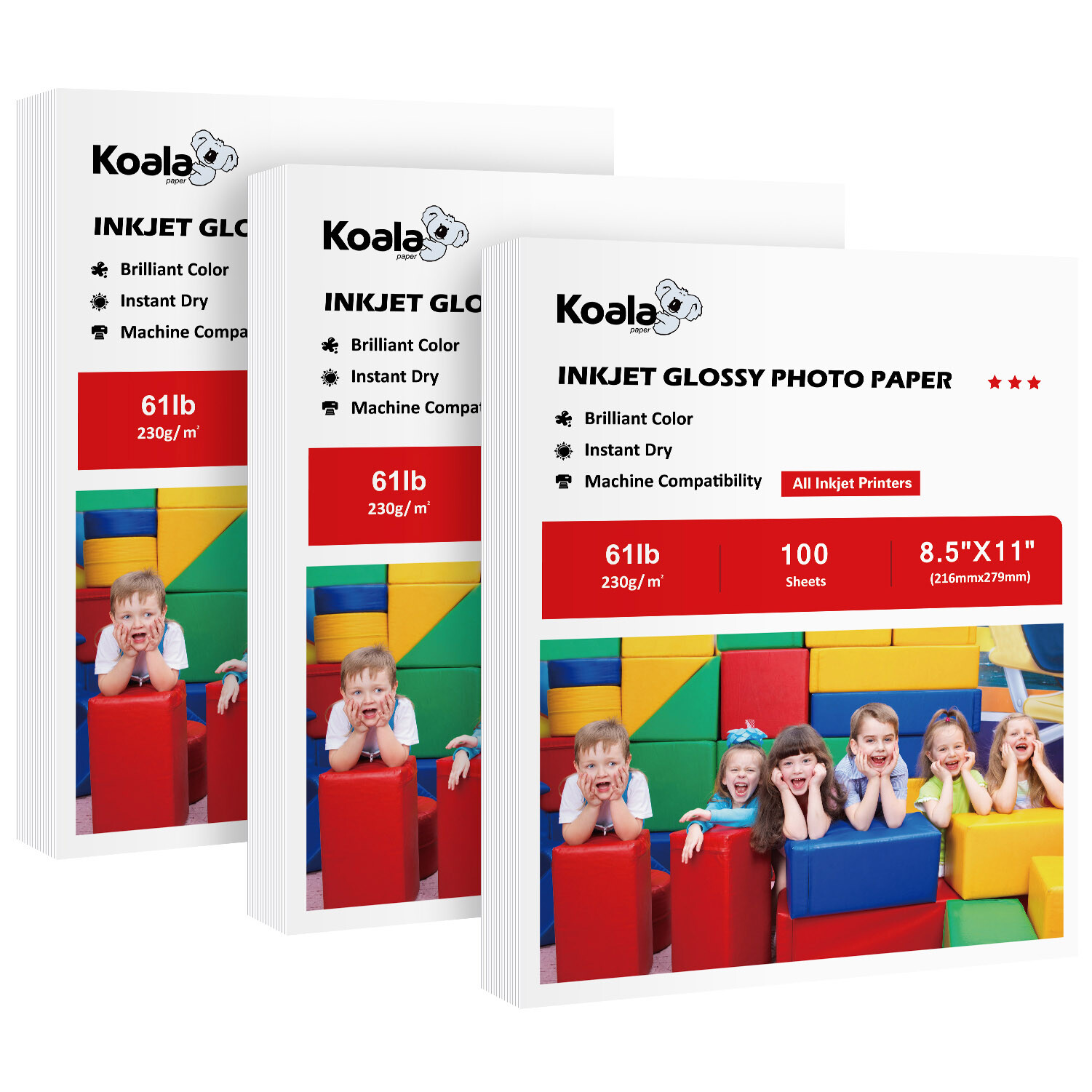 300 Sheets Koala Premium Glossy Photo Paper 8.5x11 61lb Thick for Inkjet Printer 300 Sheets Koala Premium Glossy Photo Paper 8.5x11 61lb Thick for Inkjet Printer