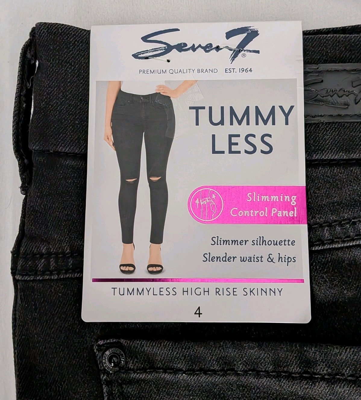 New Seven7 Women\'s Tummyless High Rise Slimming Control Panel Skinny Jeans Sz 4