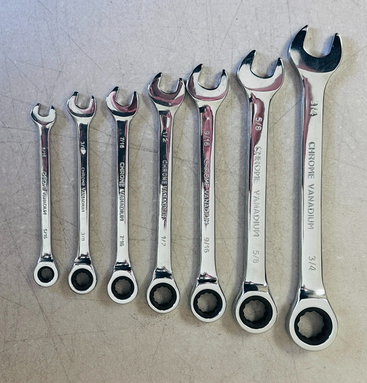 Ratcheting Wrench 7 pc Set SAE