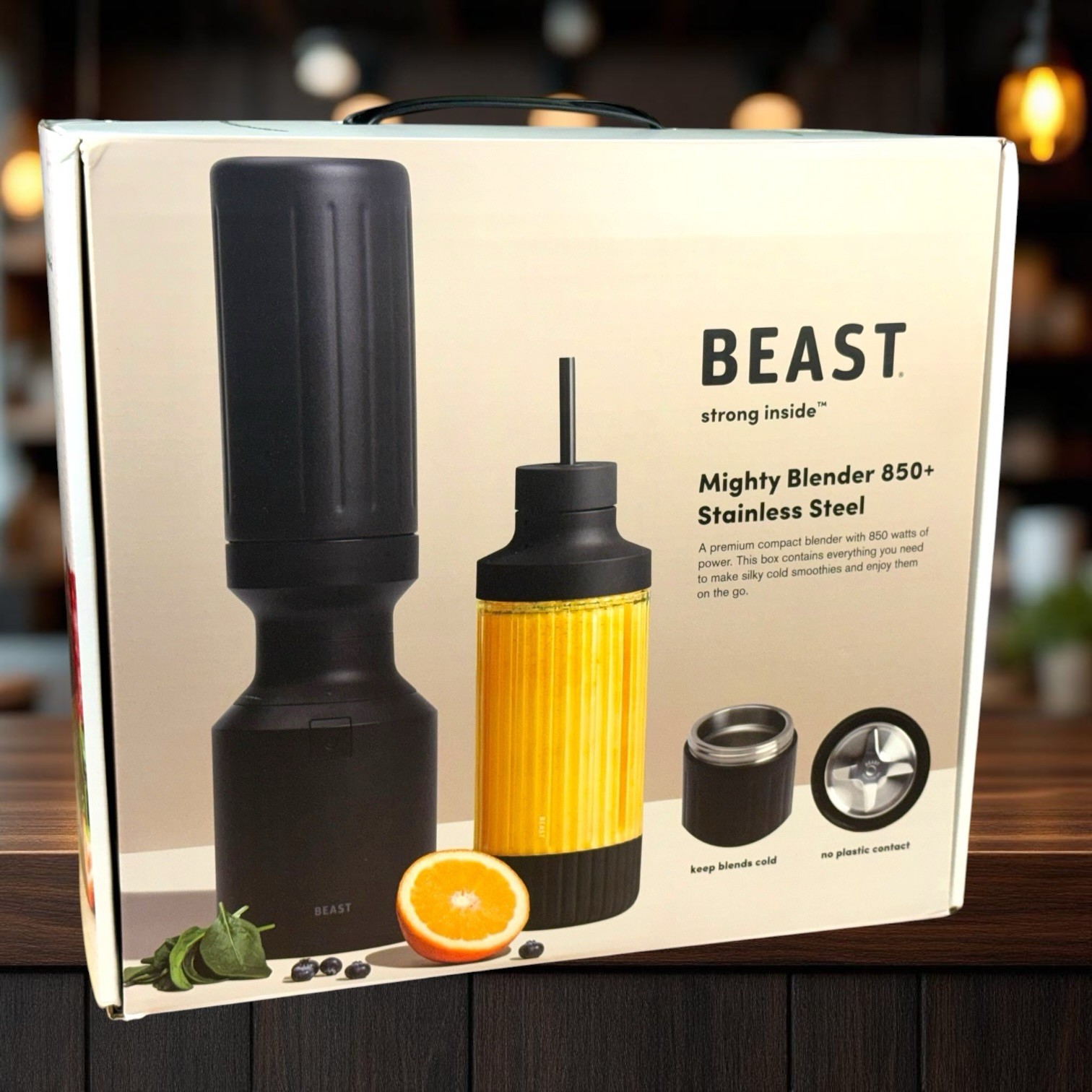 BEAST Mighty Blender 850+ 850W Stainless Steel Personal Blender, Black, 700mL