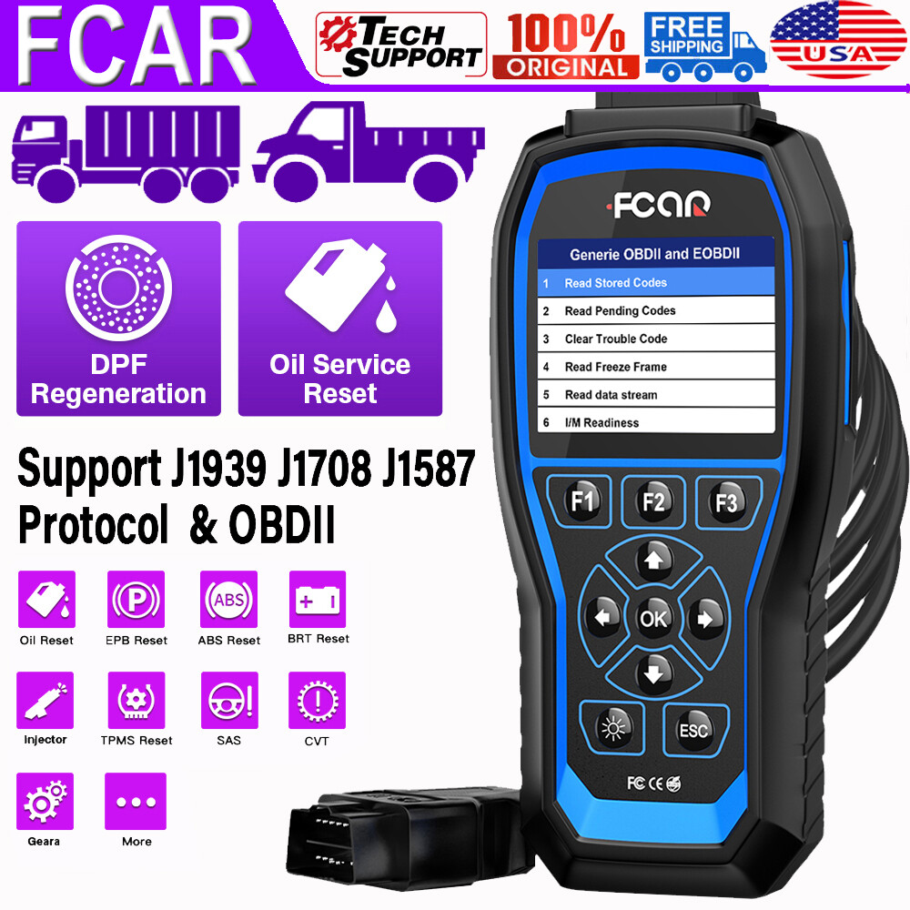 FCAR 12/24V Heavy Duty Truck Diagnostic Scanner DPF Regen Oil Reset Full Systems