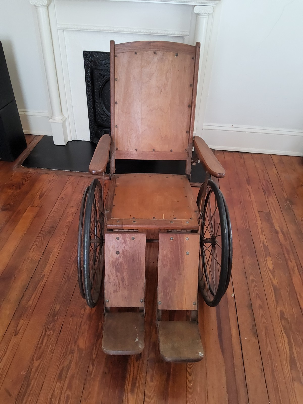 ANTIQUE OAK HIGH BACK WHEELCHAIR ANTIQUE OAK HIGH BACK WHEELCHAIR
