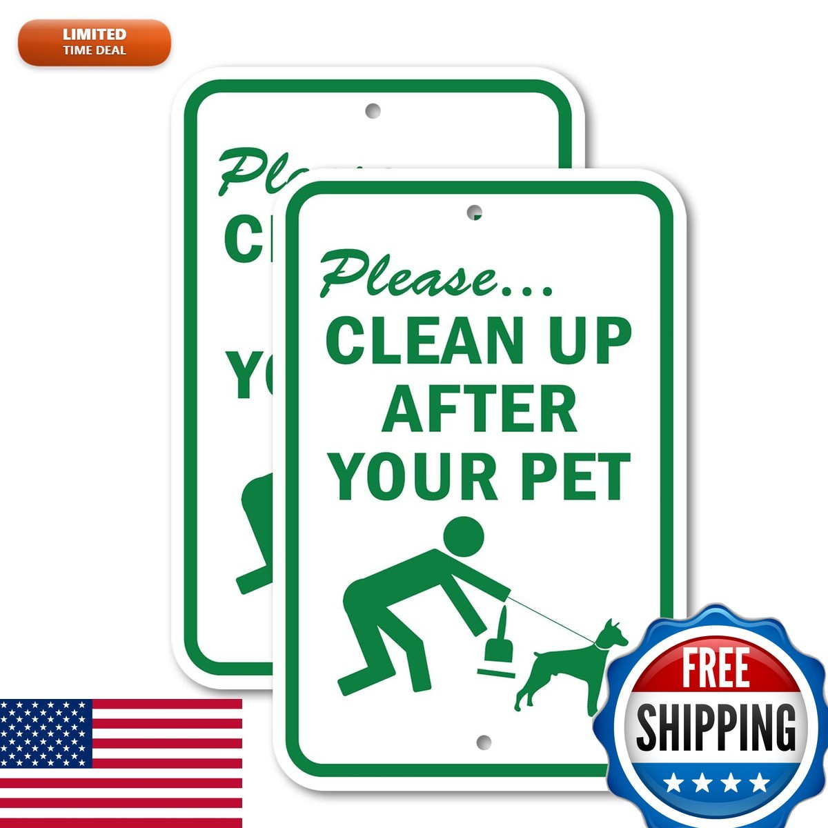(2 Pack) SignMission Please Clean Up After Your Pet Aluminum Sign 18x24 (2 Pack) SignMission Please Clean Up After Your Pet Aluminum Sign 18x24