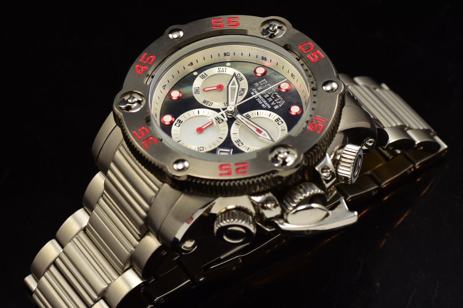 Invicta Men's Reserve PROPELLER Swiss Chrono Quartz SS Steel Titanium Tone Watch