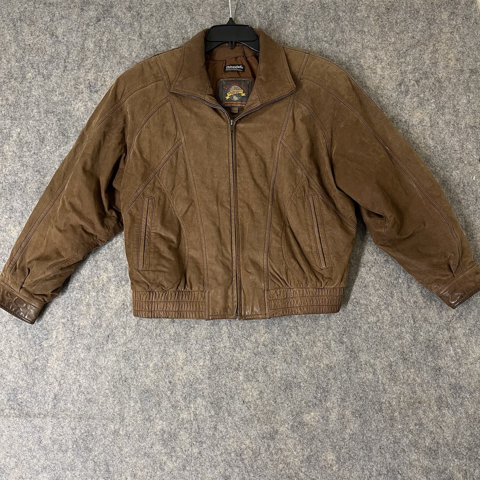 VTG Wilson’s Adventure Bound Leather Bomber Jacket Mens Large Thinsulate Brown 