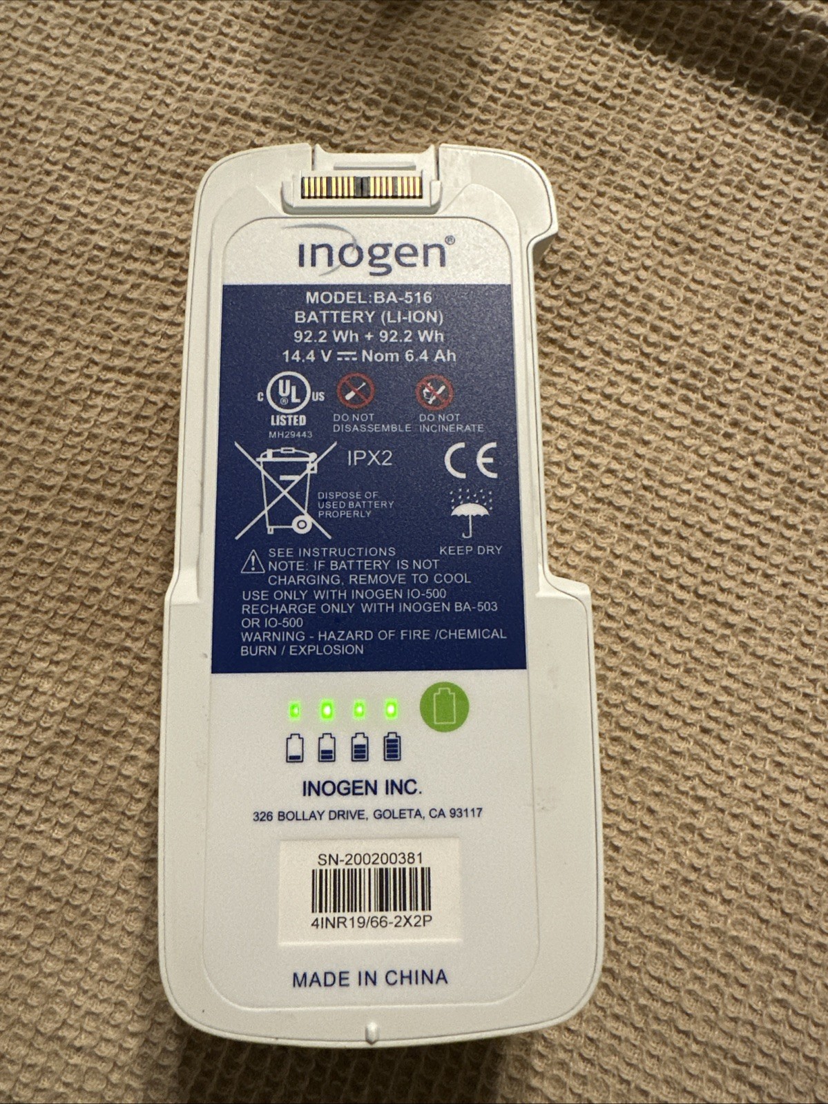 Used Inogen G5 Rove 6 OxyGo NEXT BA-516 16-Cell Battery 14.4V 6.5Ah Replacement