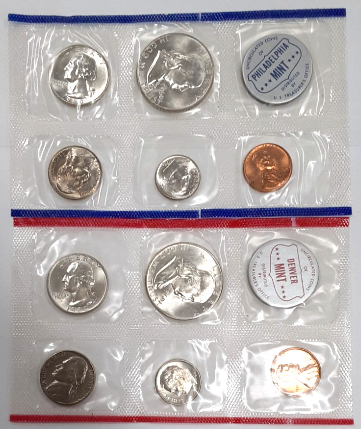 1960 US Mint Silver Mint Set - 10 BU Coins in Original Packaging
