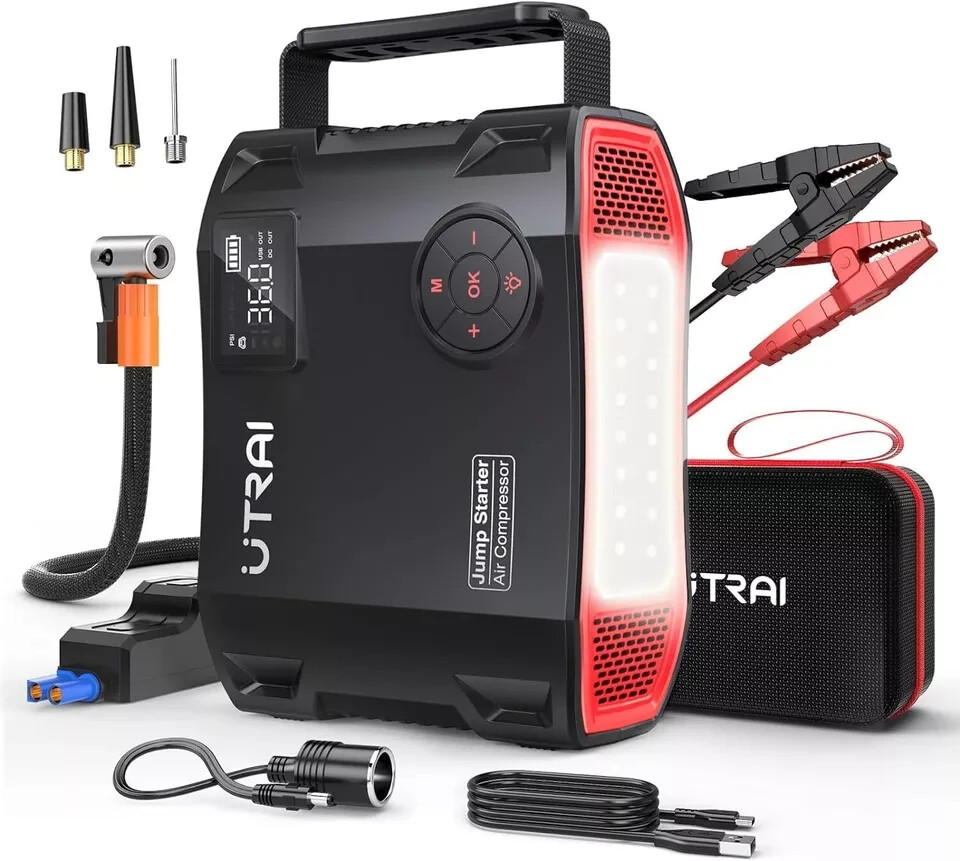 5000A Car Battery Jump Starter with 150PSI Air Compressor, Portable 12V Booster 5000A Car Battery Jump Starter with 150PSI Air Compressor, Portable 12V Booster