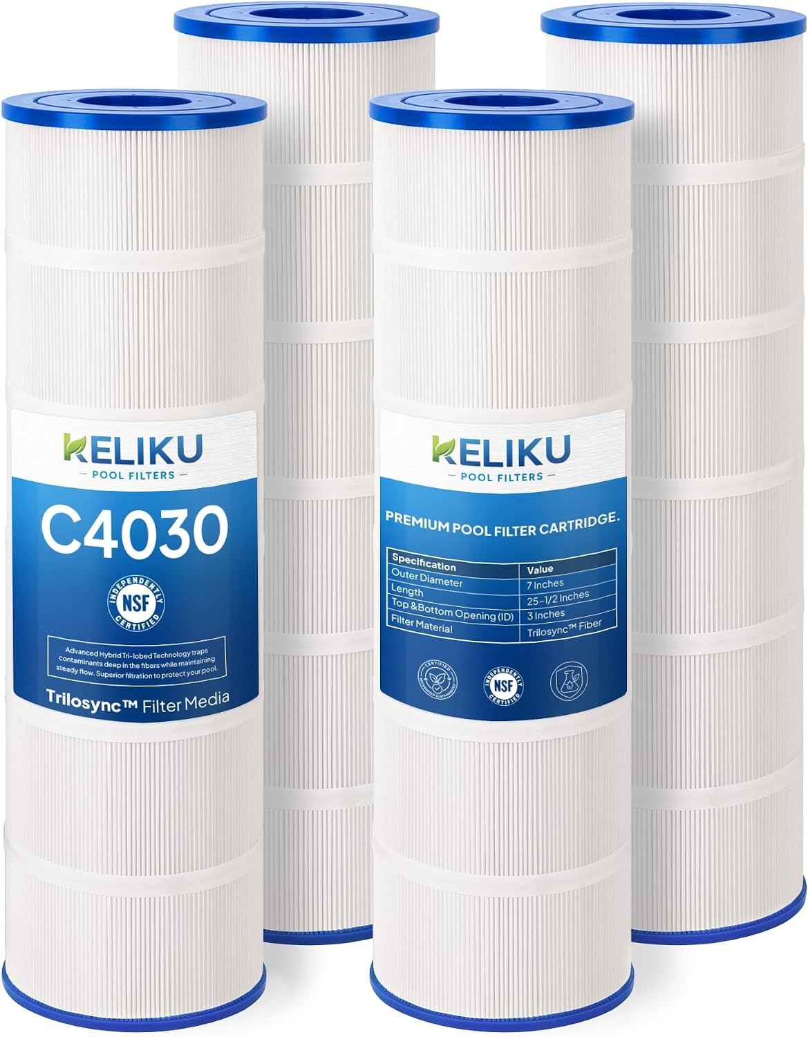 Keliku TriloSync C4030 C4025 Pool Filter Cartridges Hayward  4 PACK