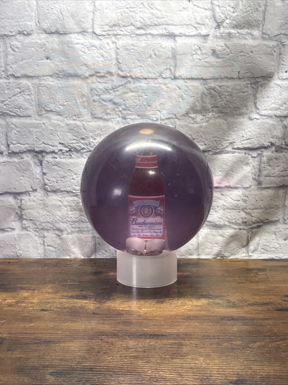 Vintage Rare Ebonite Budweiser Bottle Clear Bowling Ball 14lbs